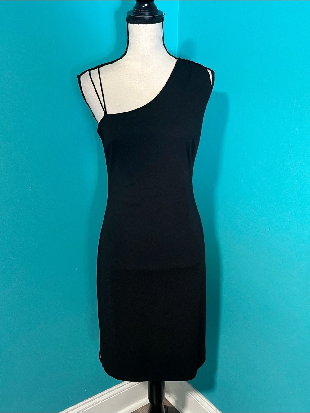 Express Vintage 5/6 Black Pink Reversible One Shoulder Sleeveless Dress